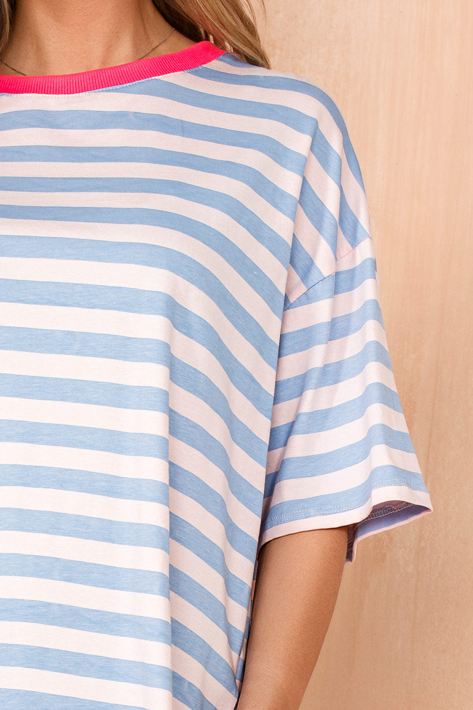 Gemini Blue Cotton Striped T Shirt