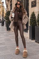 Geneva Chocolate Faux Leather Leggings