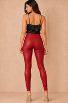Geneva Red Faux Leather Leggings