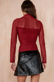 Georgia Burgundy Mesh Diamante Top