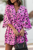 Lara Purple Leopard Print Twist Front Dress