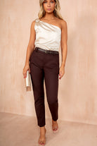 Georgie Chocolate Belted Cigarette Trousers