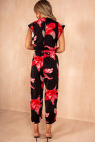 Geraldine Black Floral Wrap Jumpsuit