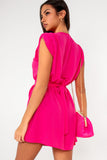 Geraldine Cerise Pink V Neck Belted Dress