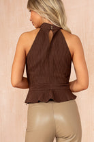 Geraldine Chocolate Textured Halterneck Top