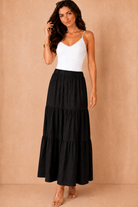 Gigi Black Tiered Boho Maxi Skirt