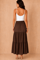 Gigi Chocolate Tiered Boho Maxi Skirt