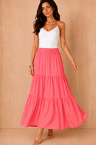 Gigi Pink Tiered Boho Maxi Skirt