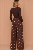 Gillian Chocolate Polka dot Wide Leg Trousers