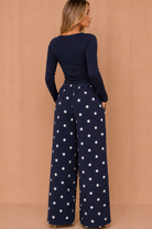 Gillian Navy Polka dot Wide Leg Trousers