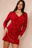 Giovani Red Velvet Sequin Dress