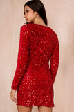 Giovani Red Velvet Sequin Dress