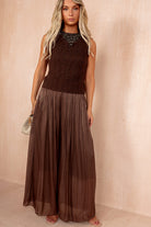 Giovanna Chocolate Knit Pearl Embellished Tank Top