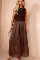 Giovanna Chocolate Knit Pearl Embellished Tank Top