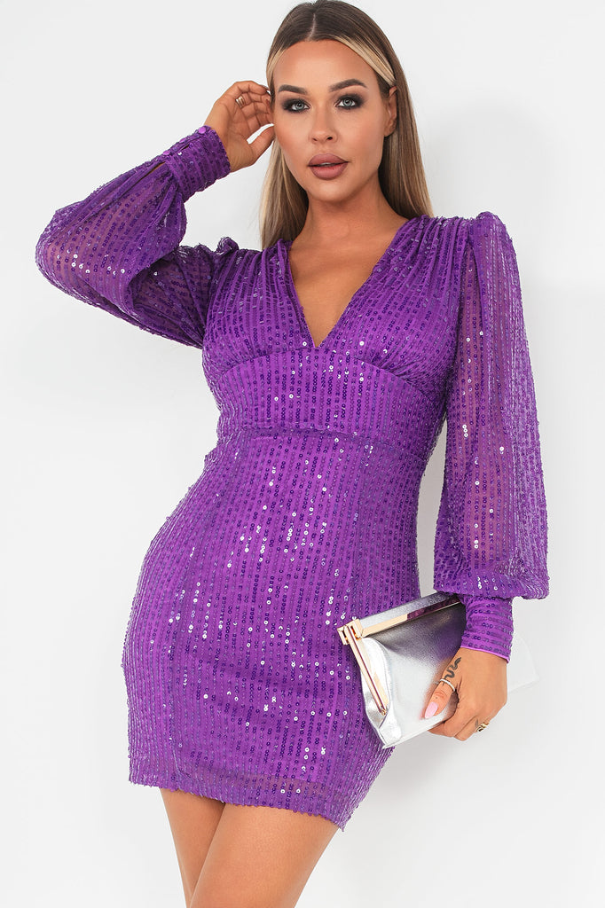 Girl In Mind Ariel Purple Sequin Dress