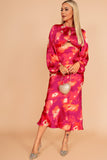 Girl In Mind Clara Pink Satin Print Dress