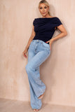 Girl In Mind Donna Navy Off The Shoulder Top