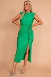 Girl In Mind Elena Green Plisse Ruched Dress