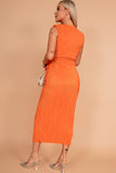 Girl In Mind Elena Orange Plisse Ruched Dress