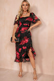 Girl In Mind Heidi Black Chiffon Floral Dress