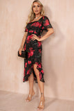 Girl In Mind Heidi Black Chiffon Floral Dress