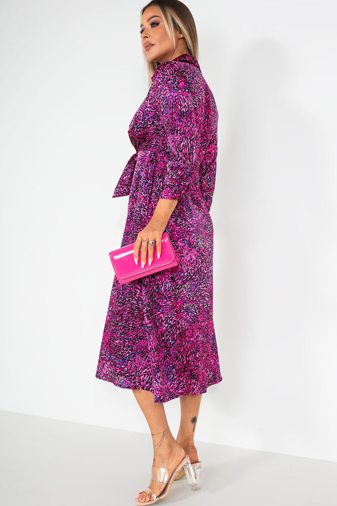 Girl In Mind Isabella Purple Satin Print Dress