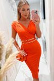 Girl in Mind Miley Orange Belted Dress