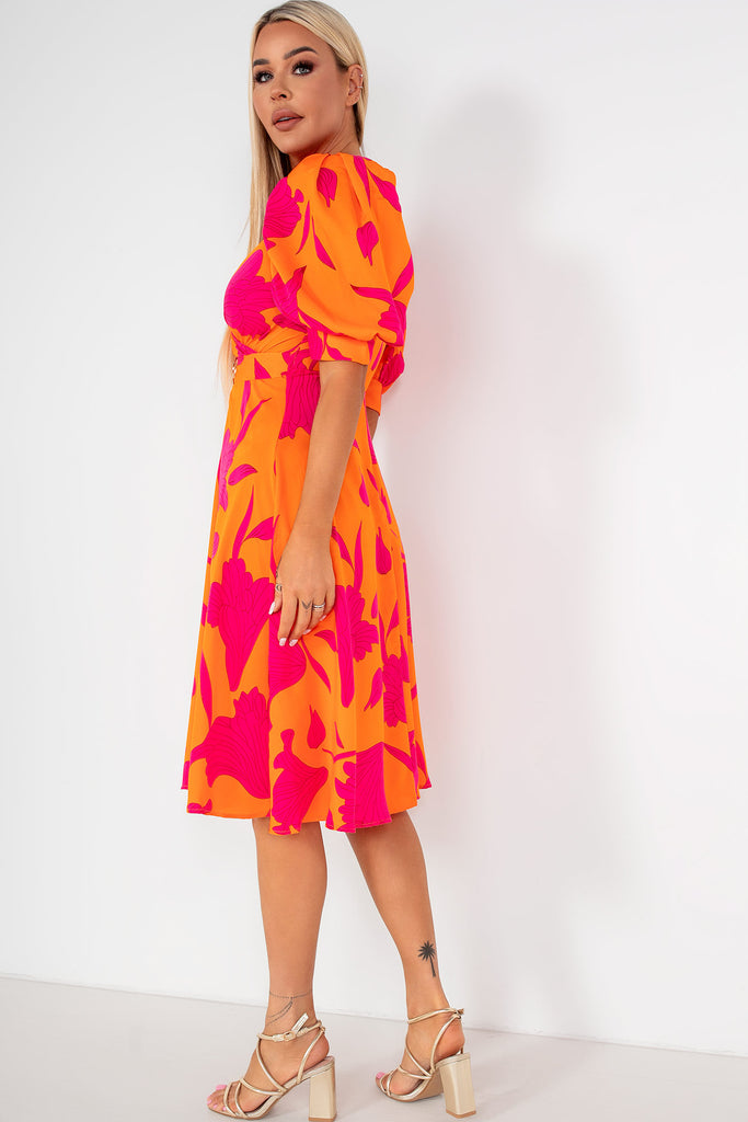 Girl In Mind Nadine Orange Print Dress
