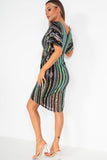 Girl In Mind Novah Multi Stripe Sequin Wrap Dress
