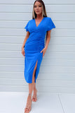 Girl In Mind Priscilla Blue Ruched Dress
