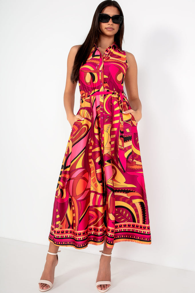 Girl In Mind Rhia Multi Satin Print Dress