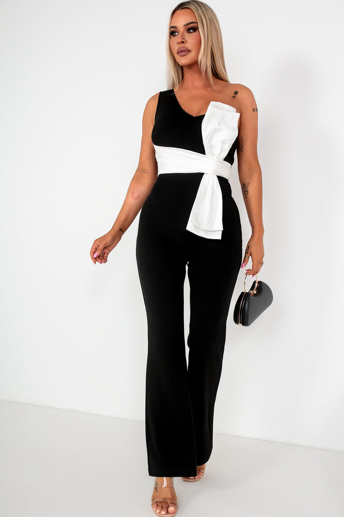 Girl In Mind Rosemary Black Bow Detail Jumpsuit