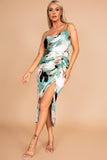 Girl In Mind Selena Green Satin Print Dress