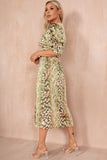 Girl In Mind Shayla Green Satin Print Dress