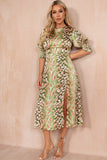 Girl In Mind Shayla Green Satin Print Dress