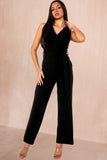 Girl In Mind Trisha Black Tailored Belted Jumpsuit