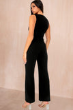 Girl In Mind Trisha Black Tailored Belted Jumpsuit