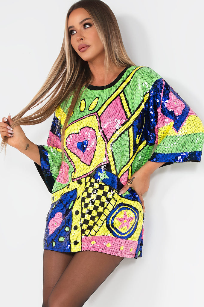 Rainbow sequin hot sale shirt dress