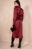 Giselle Burgundy Satin Shirt Dress