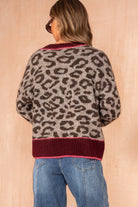 Glenda Burgundy Knit Leopard Print Jumper
