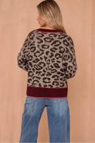 Glenda Burgundy Knit Leopard Print Jumper