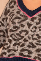 Glenda Navy Knit Leopard Print Jumper