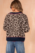 Glenda Navy Knit Leopard Print Jumper