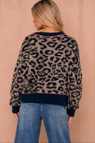 Glenda Navy Knit Leopard Print Jumper