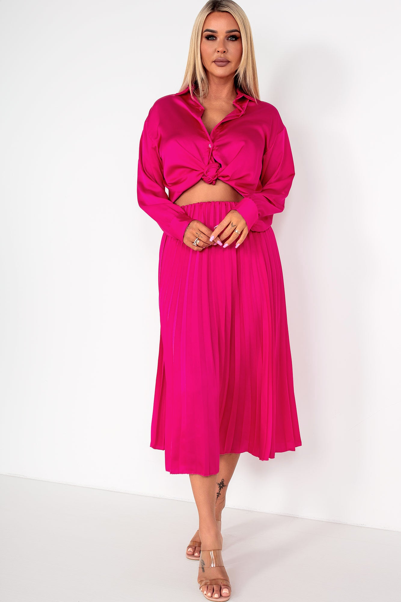 Glinda Fuchsia Satin Co Ord