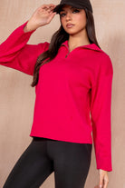 Gloria Fuchsia Ribbed Knit Half Zip