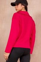 Gloria Fuchsia Ribbed Knit Half Zip