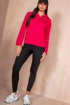 Gloria Fuchsia Ribbed Knit Half Zip