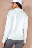 Gloria White Ribbed Knit Half Zip