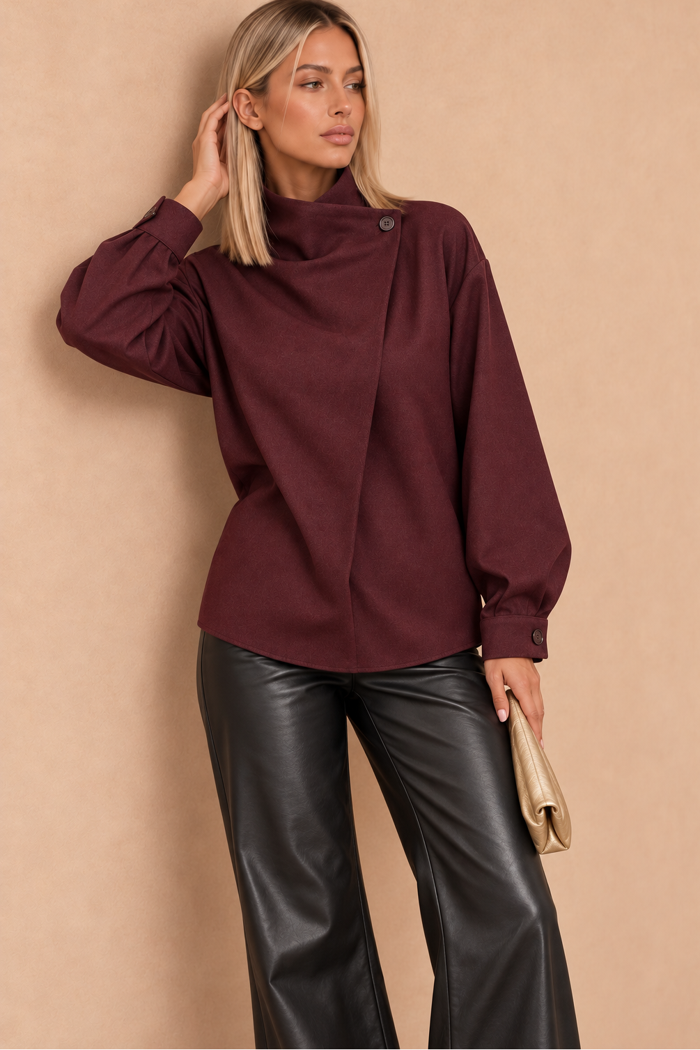 Glynda Burgundy Wrap Over Top